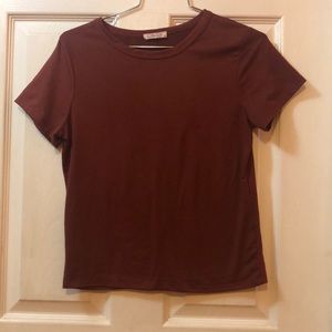 Olivia Rae maroon crew neck shirt